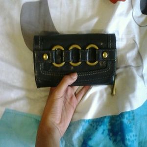 Black with gold metal clutch wallet