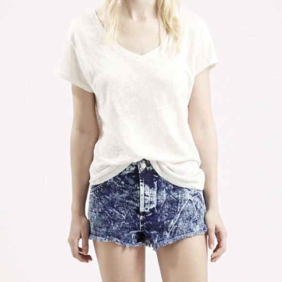 Moto denim shorts