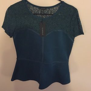 Emerald green peplum top