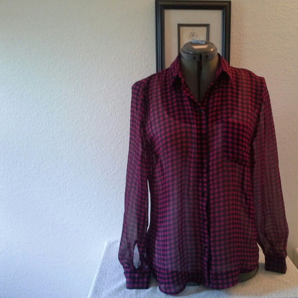 Dark pink and black see through flannel