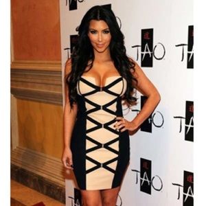 XS Black and Nude Bandage Dress