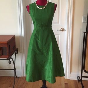 Emerald green silk dress J Crew