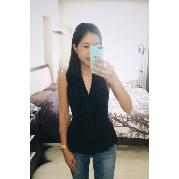 Banana Republic black silk top 00 Petite