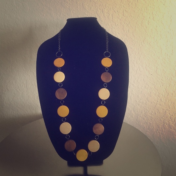 Wooden Beaded Long Statement Necklace