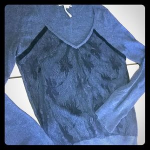 BCBGeneration grey sweater w black lace