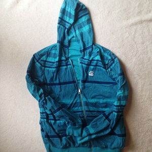 Men's Blue Striped Nike Zip-Up- Medium