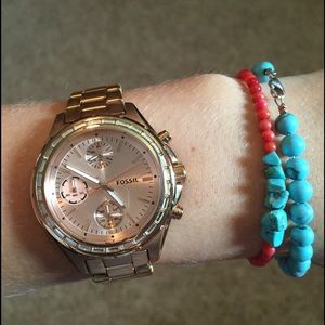 Rose gold fossil watch