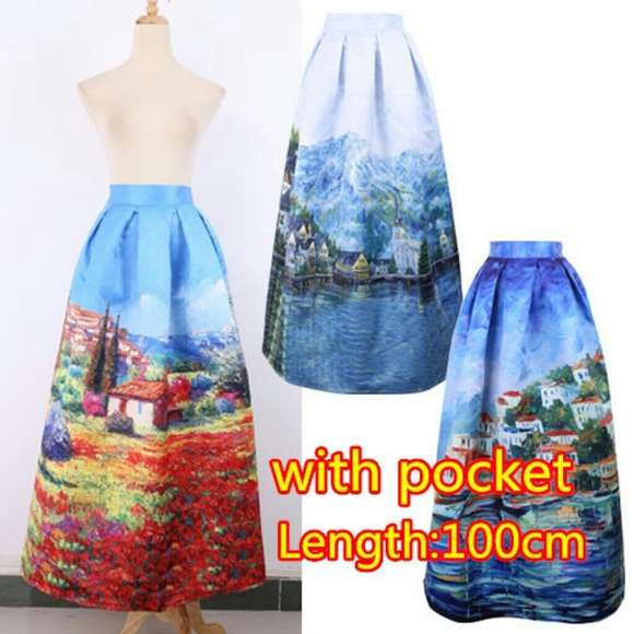💞Long flare💞 skirt with pockets