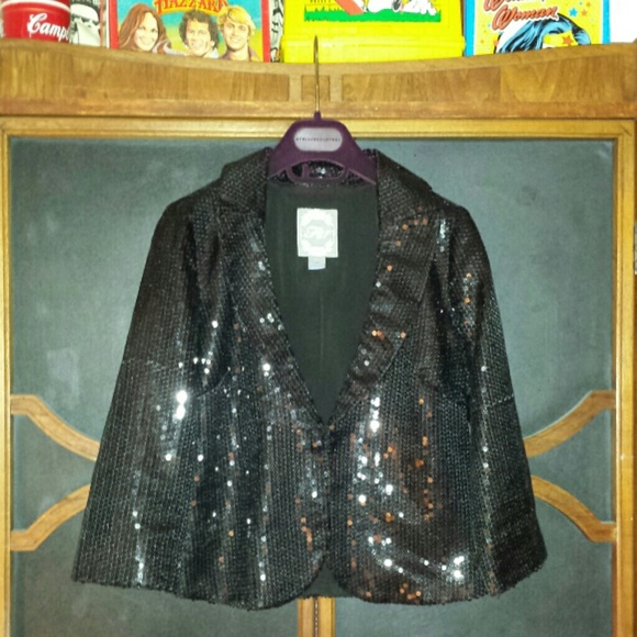 FINAL SALE $10! Forever 21 black sequined jacket - Picture 3 of 4