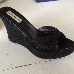 Steve Madden Black Slip On Style Wedges