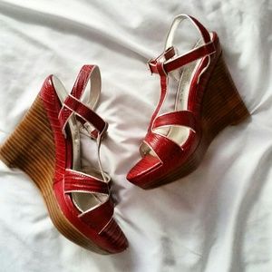 White House Black Market Red Wedges