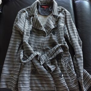 🎯MUST GO Grey striped cotton peacoat