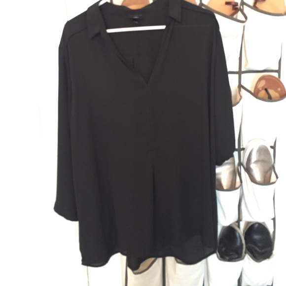 Chiffon black long sleeve top