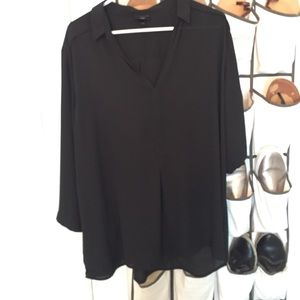 Chiffon black long sleeve top
