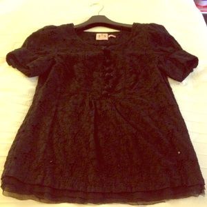 Juicy Couture Black Eyelet Top
