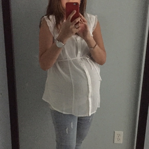 ☀️SOLD☀️ Maternity Blouse with Square Frill Sleeve