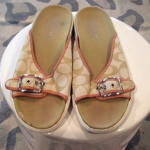 lime green coach cloth logo sandal