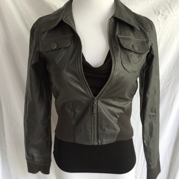 🍃 Grey Faux Leather Jacket