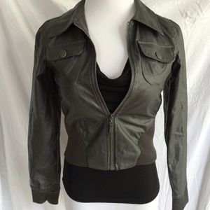 🍃 Grey Faux Leather Jacket