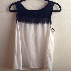 Chiffon Black and White Lace Tank