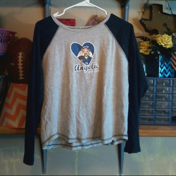 Angel/devil baseball tee