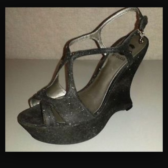 SOLD. G by Guess black sparely wedges
