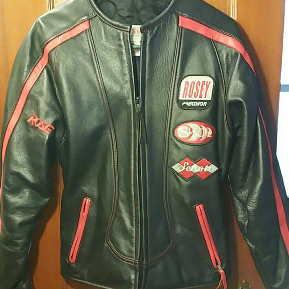 Blk leather riding jacket  heavy duty