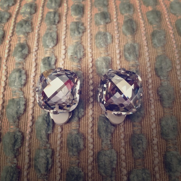 Large Swarovski crystal clip on earrings