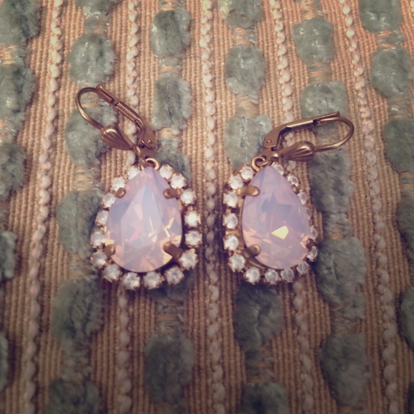 Pear shaped pink Swarovski crystal earrings