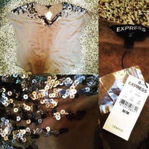 NWT Grey Express Sequin Top Size Medium