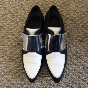 ASOS Black and White Flats with Silver Plate
