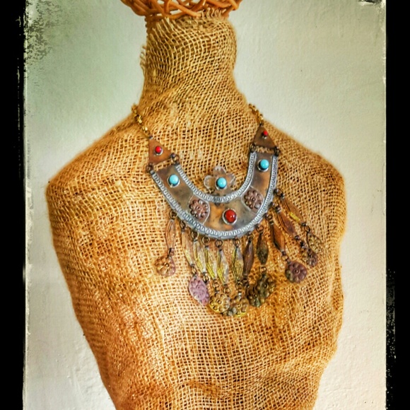 Vintage Tribal Necklace,  Iran Belly dancing, Boho