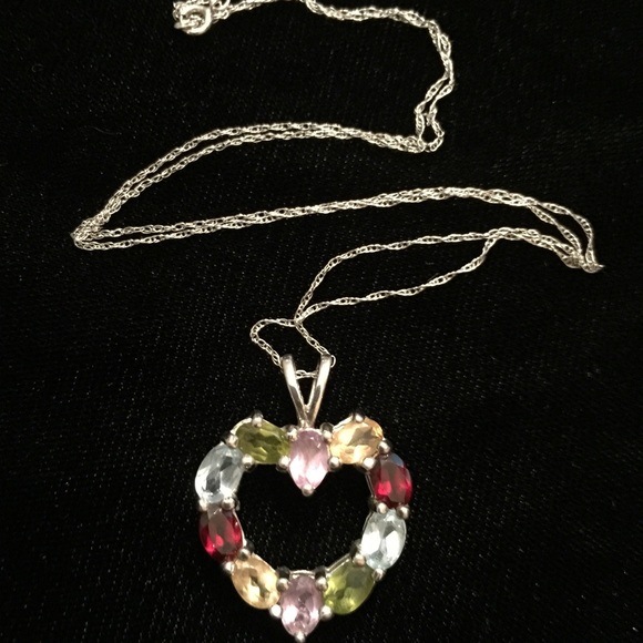 Silver gemstone heart