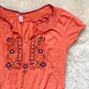 Lucky Brand Embroidery Peasant Top