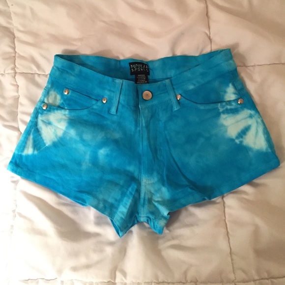 Tie dye turquoise shorts