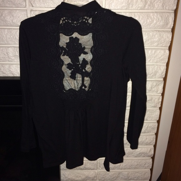 Black Lace Back Cardigan - Picture 2 of 2