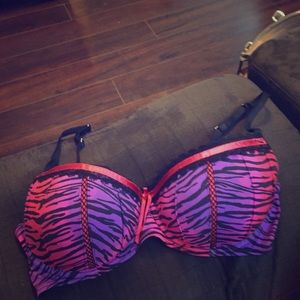 Rainbow zebra print bra