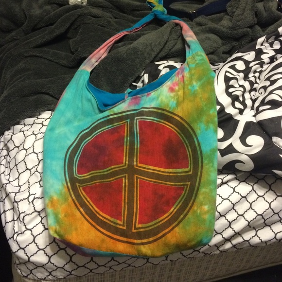 Tie-dye peace sign purse