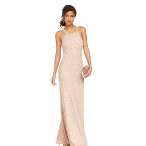 Adrianna Papell 'Caviar' Illusion Back Beaded Gown