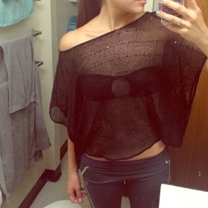 Open knit poncho style top