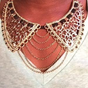 Gold + black collar necklace