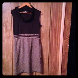 Brown tweed cowl neck dress