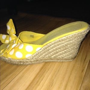 Yellow And White Polka Dot Wedge