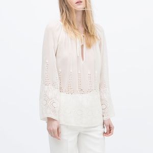 Zara embroidered blouse top size S