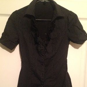 💫Anthropologie black& white polka dot button up