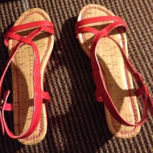 Barely used red platform sandals