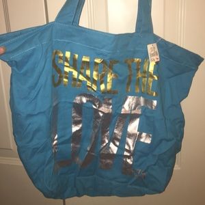 "PINK" teal colored beach tote!