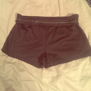 Black rhinestone dance shorts