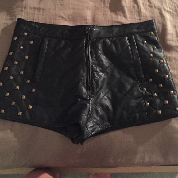 Asos real leather shorts