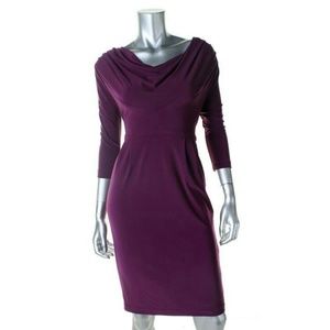 ELLEN TRACY NEW Purple Solid 3/4 Sleeves Knee-Leng